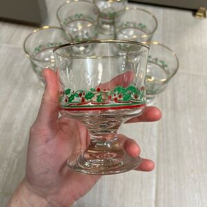 6 Vintage Arby's Libbey Dessert Dishes Holly Berry Gold Rim Christmas 1984
